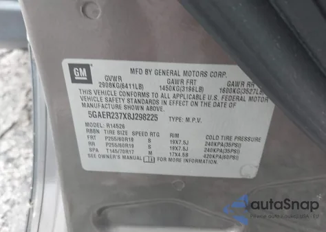 2008 Buick Enclave Cxl из США, поврежденный, VIN 5GAER237X8J298225